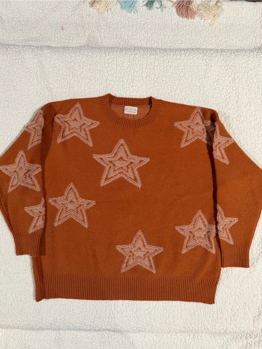 Star Pattern Crewneck Sweater in Rust